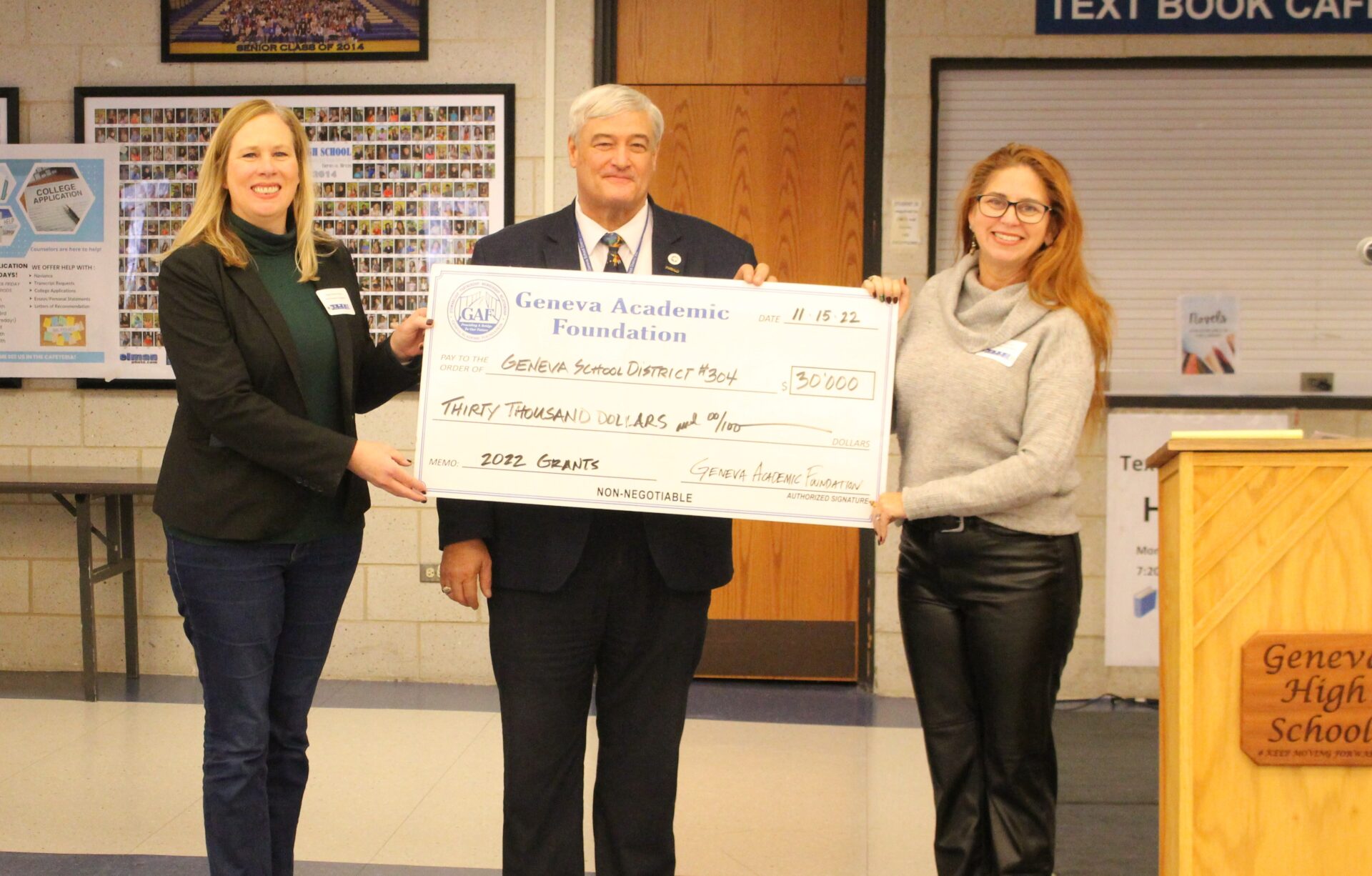 GAF Presents Check to Geneva School District